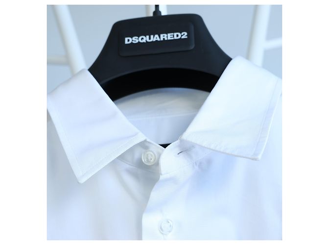 Camisa blanca con panel de camuflaje Dsquared2, 48 IT Blanco - vista 5