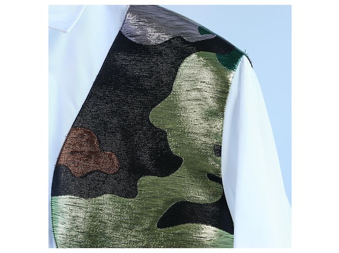 Camisa blanca con panel de camuflaje Dsquared2, 48 IT Blanco - vista 6