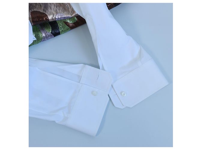 Camisa blanca con panel de camuflaje Dsquared2, 48 IT Blanco - vista 7