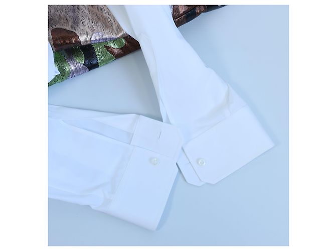 Camisa blanca con panel de camuflaje Dsquared2, 48 IT Blanco - vista 8