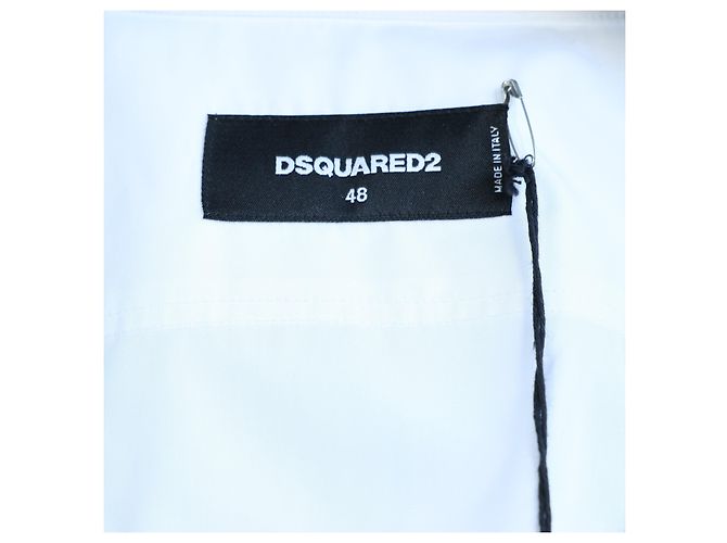Camisa blanca con panel de camuflaje Dsquared2, 48 IT Blanco - vista 9