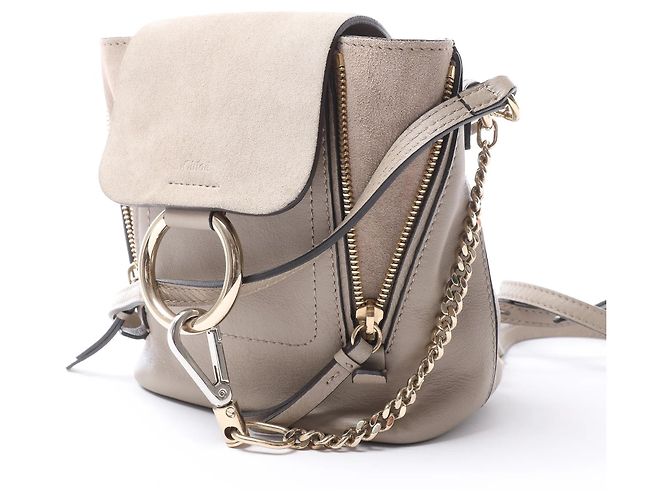 Chloé Zaino Chloe Faye in pelle e scamosciato Beige - vista 2