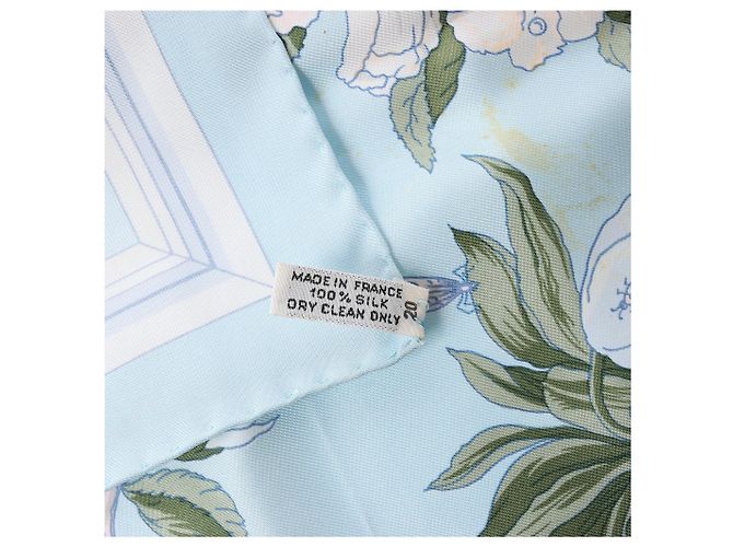 Hermès Carré 90 "Quai aux Fleurs" Seidentuch in Hellblau - Ansicht 4