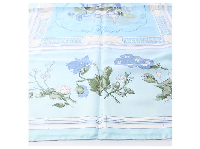 Hermès Carré 90 "Quai aux Fleurs" Seidentuch in Hellblau - Ansicht 6