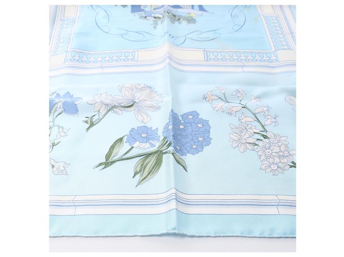 Hermès Carré 90 "Quai aux Fleurs" Seidentuch in Hellblau - Ansicht 8