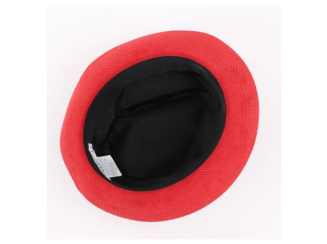 Hermès Cappello Fedora in velluto a coste Hermes in rosso - vista 11