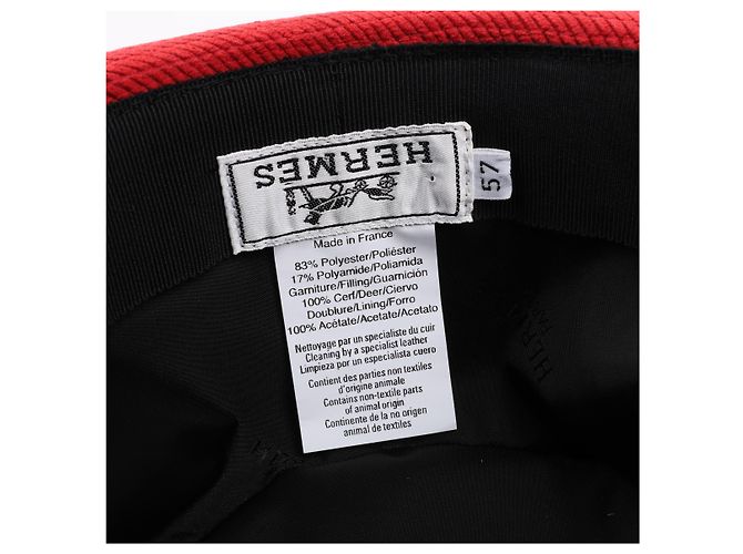 Hermès Cappello Fedora in velluto a coste Hermes in rosso - vista 9