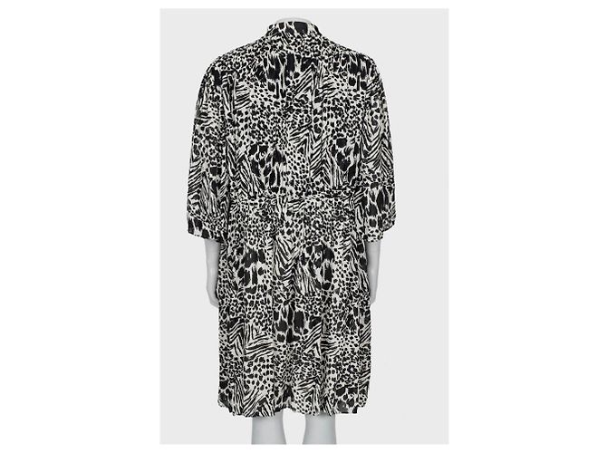 Louis Vuitton Plissiertes Seidenhemdkleid Schwarz & Weiß Größe 38 Gebraucht - Ansicht 3