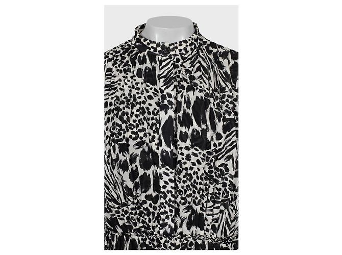 Louis Vuitton Plissiertes Seidenhemdkleid Schwarz & Weiß Größe 38 Gebraucht - Ansicht 4