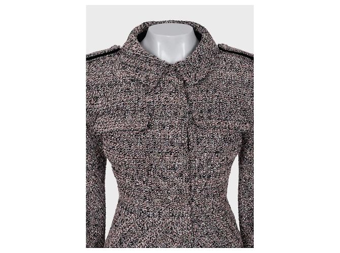 Timeless Completo giacca e gonna in lana bouclé Chanel 2016 Rosa Nero e Argento FR34 Usato - vista 6