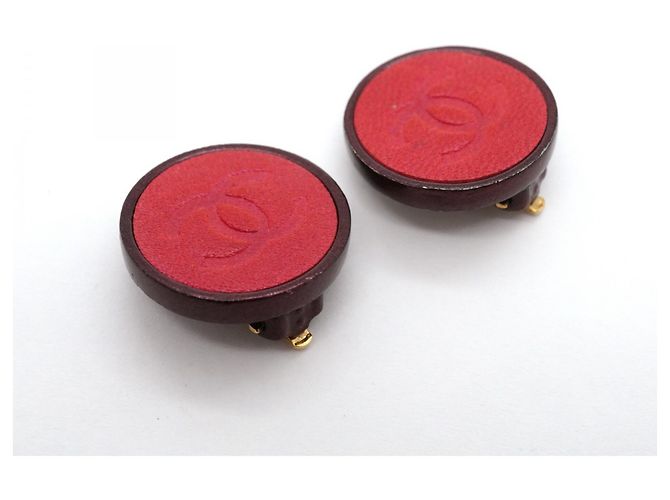 Pendientes de clip Chanel en oro y rojo Roja Dorado - vista 2