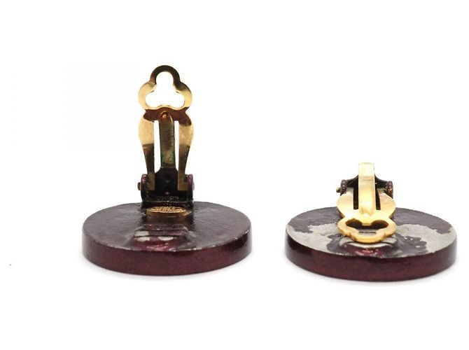 Pendientes de clip Chanel en oro y rojo Roja Dorado - vista 3