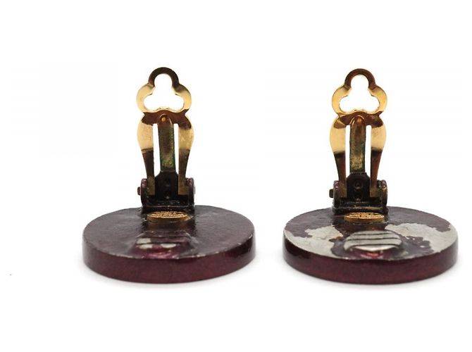 Pendientes de clip Chanel en oro y rojo Roja Dorado - vista 6