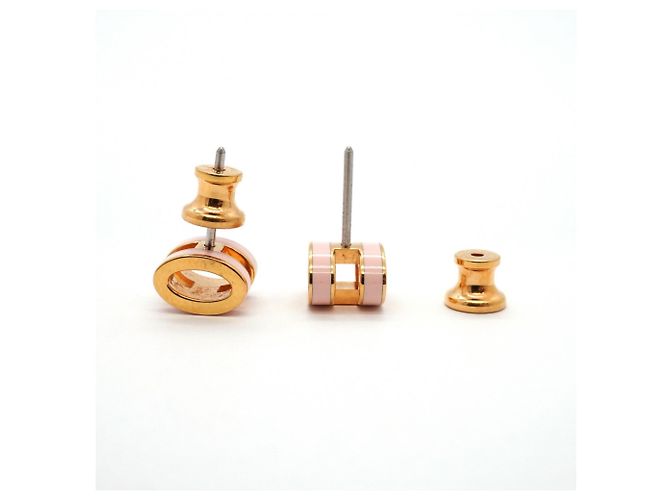 Hermès Hermes Mini Pop H Stecker-Ohrringe Pink Golden - Ansicht 3