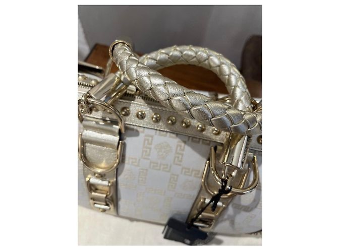Medusa Borsa a mano Versace Greca in pelle e tessuto Bianco D'oro - vista 10