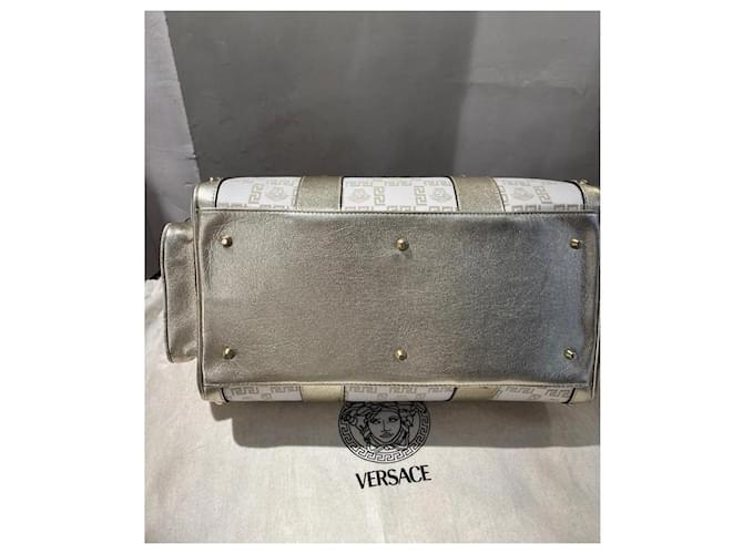 Medusa Borsa a mano Versace Greca in pelle e tessuto Bianco D'oro - vista 2