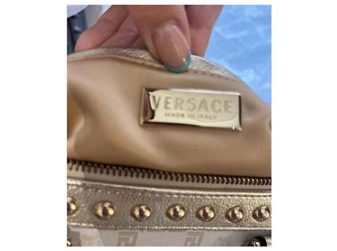 Medusa Borsa a mano Versace Greca in pelle e tessuto Bianco D'oro - vista 7