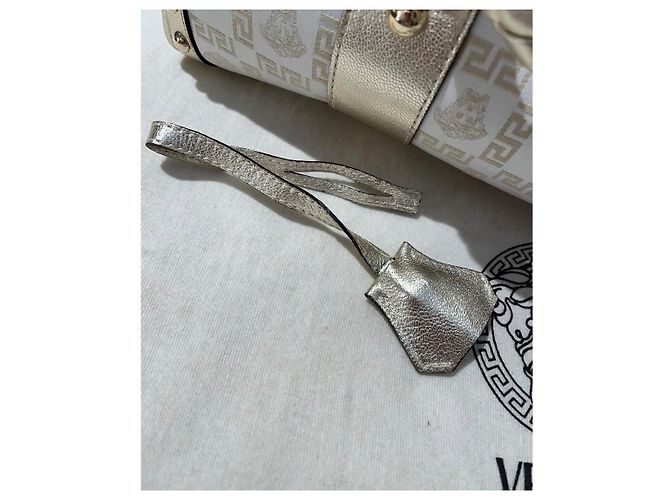 Medusa Borsa a mano Versace Greca in pelle e tessuto Bianco D'oro - vista 8