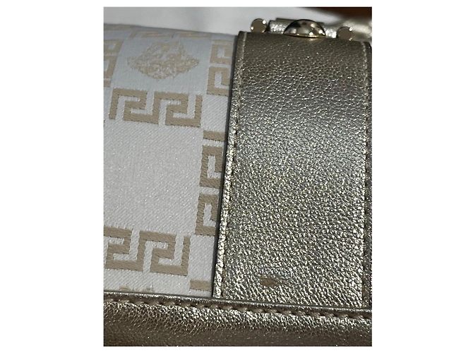 Medusa Borsa a mano Versace Greca in pelle e tessuto Bianco D'oro - vista 9