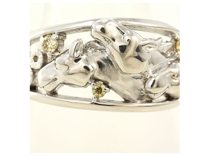 Autre Marque 18K Weißgold-Ring mit gelbem Diamanten Golden - Ansicht 2