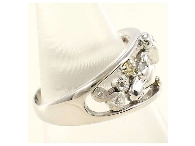 Autre Marque 18K Weißgold-Ring mit gelbem Diamanten Golden - Ansicht 3