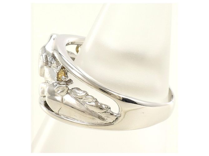 Autre Marque 18K Weißgold-Ring mit gelbem Diamanten Golden - Ansicht 4