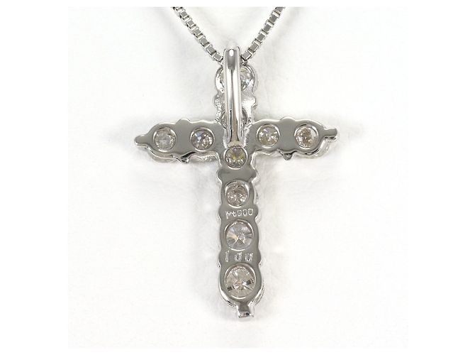 Autre Marque Platin-Halskette mit Diamantanhänger - Ansicht 3