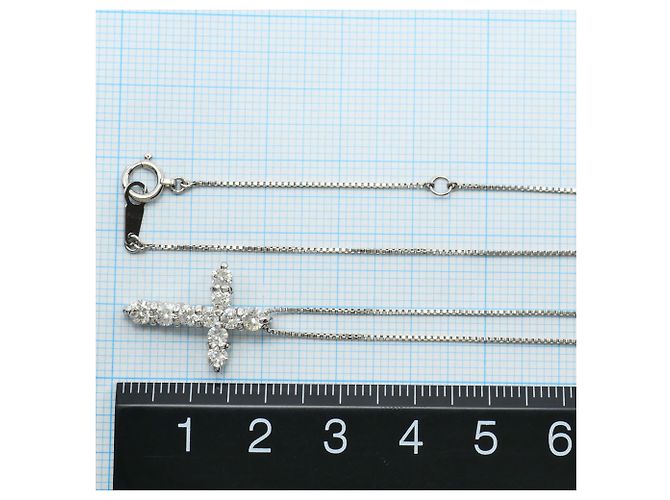 Autre Marque Platin-Halskette mit Diamantanhänger - Ansicht 5