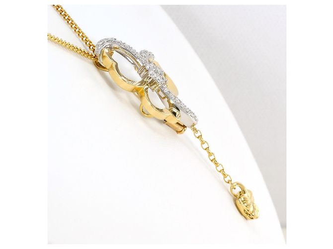 Autre Marque 18K Gelbgold- und Platinhalskette mit Diamant Golden - Ansicht 2