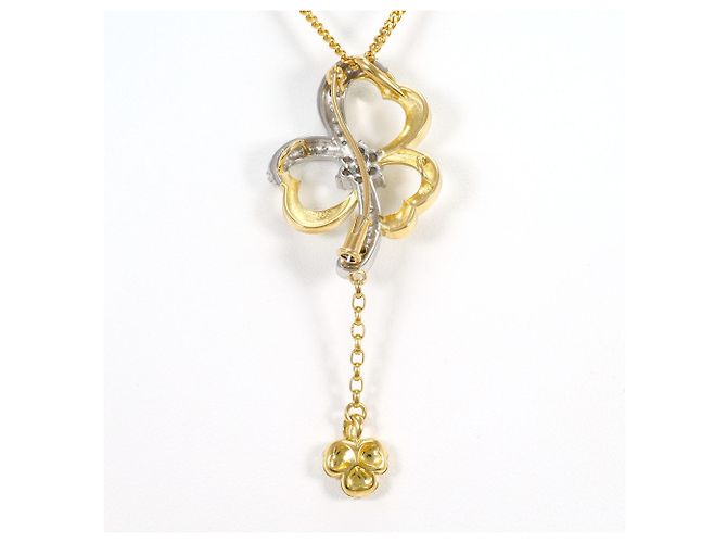 Autre Marque 18K Gelbgold- und Platinhalskette mit Diamant Golden - Ansicht 3