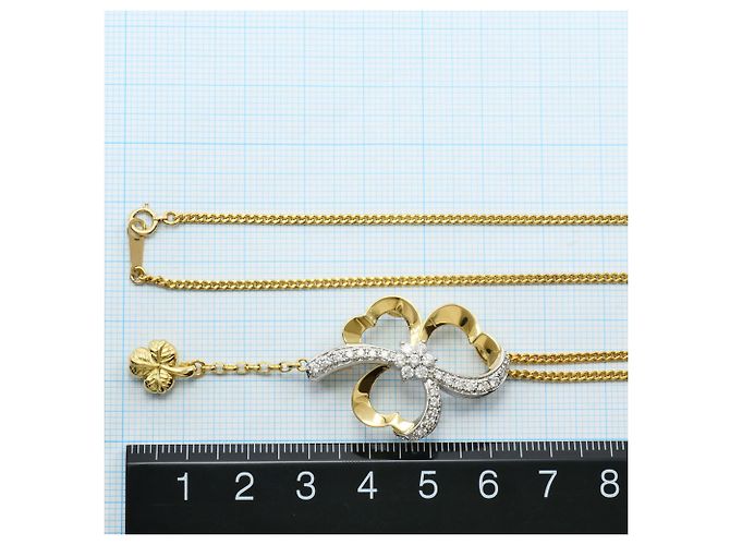 Autre Marque 18K Gelbgold- und Platinhalskette mit Diamant Golden - Ansicht 5