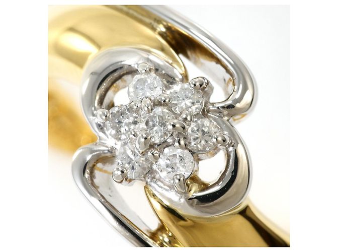Autre Marque 18K Gelbgold- und Platin-Ring mit Diamant Golden - Ansicht 2
