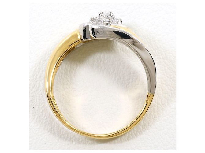Autre Marque 18K Gelbgold- und Platin-Ring mit Diamant Golden - Ansicht 3