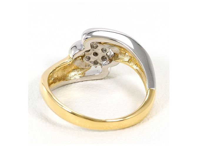 Autre Marque 18K Gelbgold- und Platin-Ring mit Diamant Golden - Ansicht 4