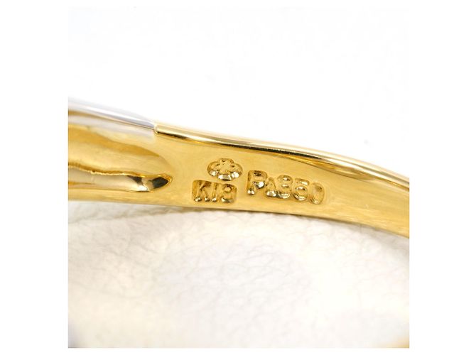 Autre Marque 18K Gelbgold- und Platin-Ring mit Diamant Golden - Ansicht 5