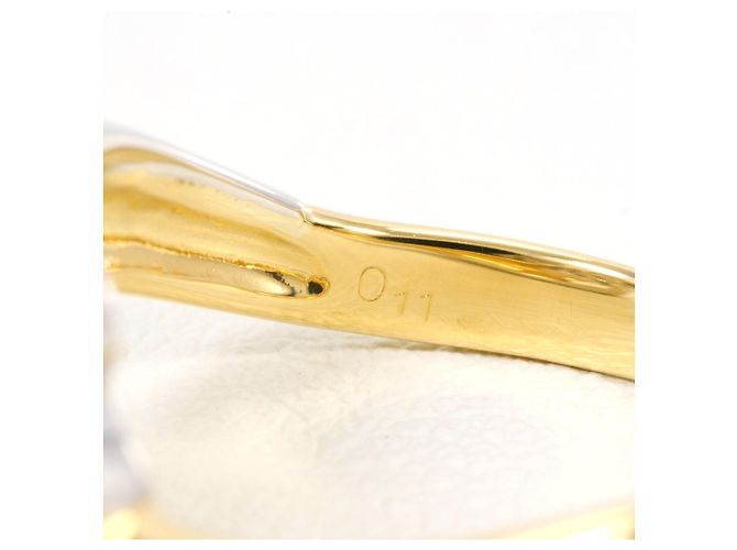 Autre Marque 18K Gelbgold- und Platin-Ring mit Diamant Golden - Ansicht 6