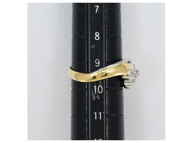 Autre Marque 18K Gelbgold- und Platin-Ring mit Diamant Golden - Ansicht 8