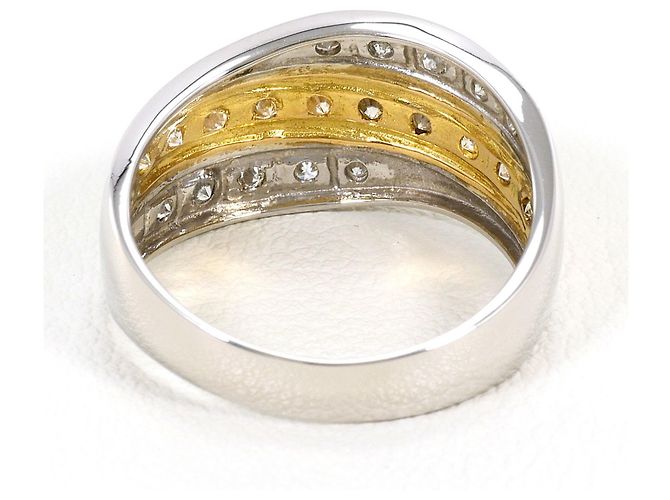 Autre Marque 18K Gelbgold- und Platin-Diamantring Golden - Ansicht 4