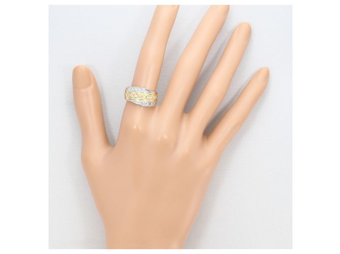 Autre Marque 18K Gelbgold- und Platin-Diamantring Golden - Ansicht 7