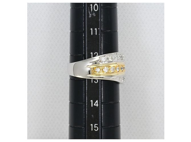 Autre Marque 18K Gelbgold- und Platin-Diamantring Golden - Ansicht 8