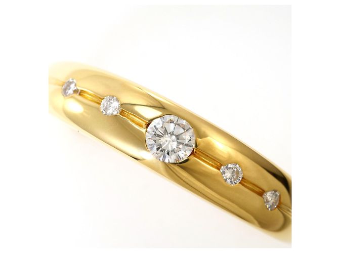 Autre Marque Anello a fascia in oro giallo 18K con diamante D'oro - vista 2