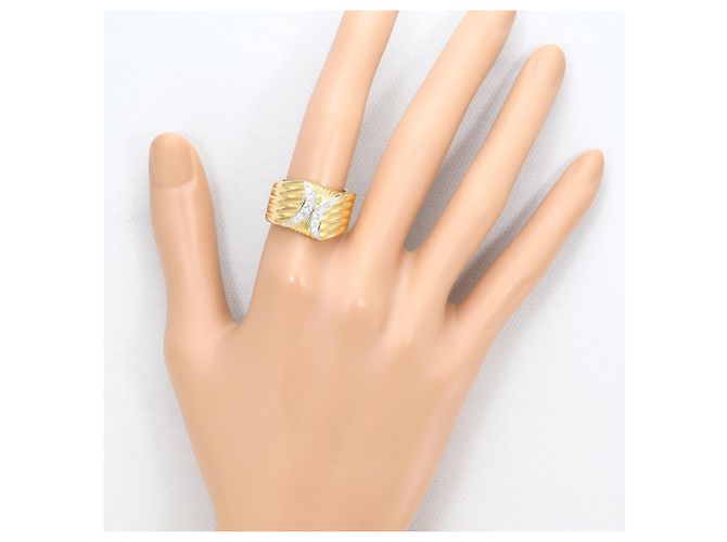 Autre Marque Anello a fascia elegante in platino e oro giallo D'oro - vista 6