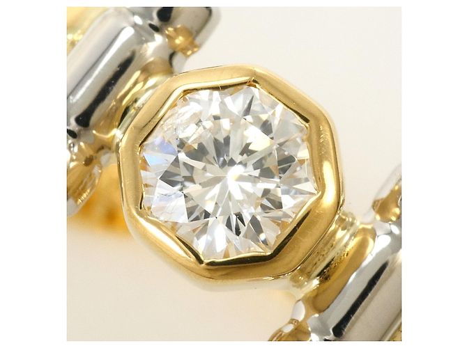 Autre Marque 18K Gelbgold- und Platin-Ring mit Diamant Golden - Ansicht 2
