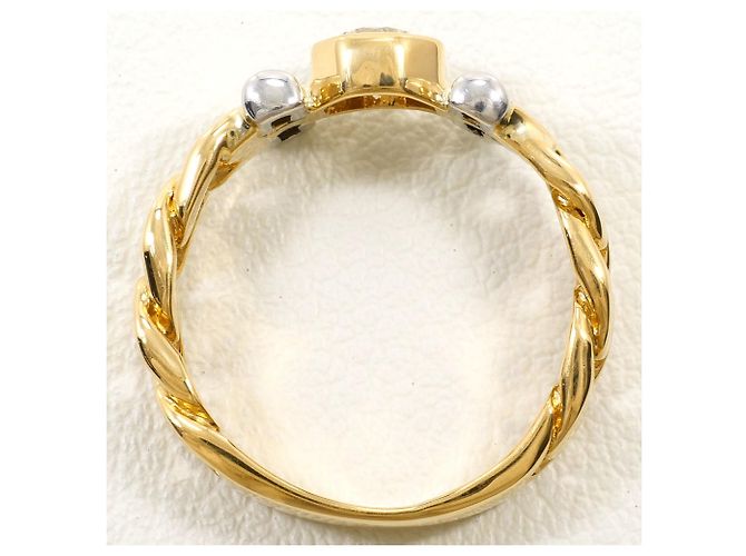 Autre Marque 18K Gelbgold- und Platin-Ring mit Diamant Golden - Ansicht 3
