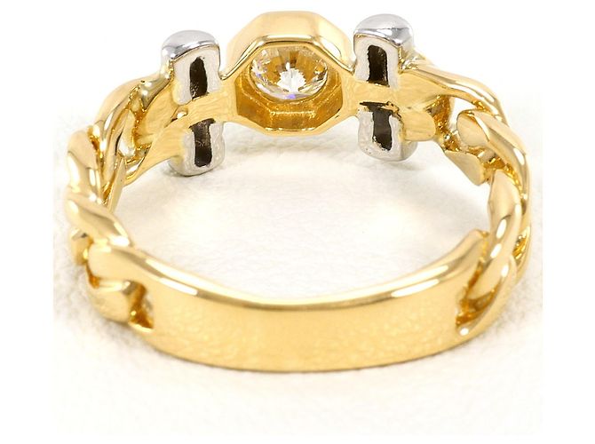 Autre Marque 18K Gelbgold- und Platin-Ring mit Diamant Golden - Ansicht 4