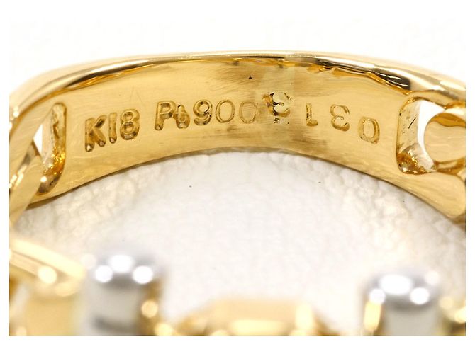 Autre Marque 18K Gelbgold- und Platin-Ring mit Diamant Golden - Ansicht 5