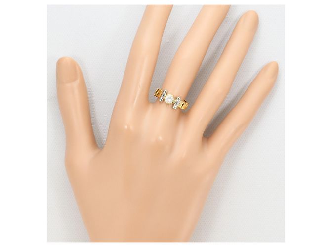 Autre Marque 18K Gelbgold- und Platin-Ring mit Diamant Golden - Ansicht 6