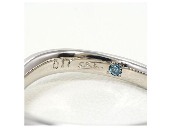 Autre Marque Platinring mit blauem Diamanten - Ansicht 4