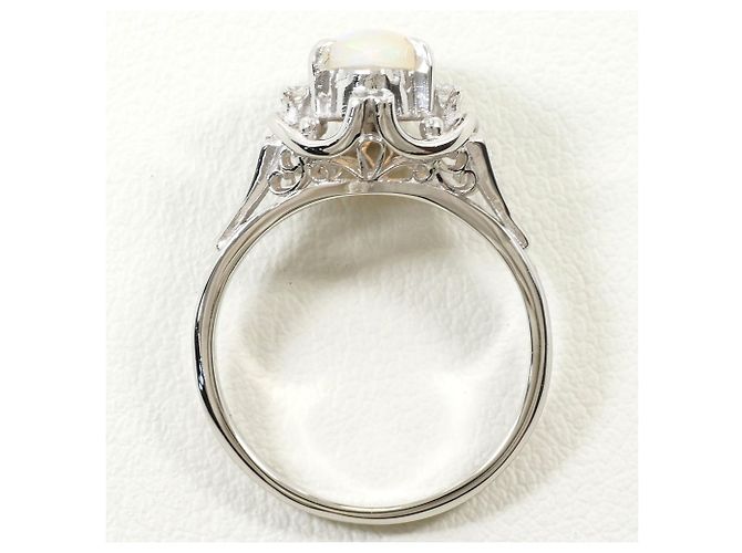 Autre Marque Platinring mit Opal und Diamant - Ansicht 4