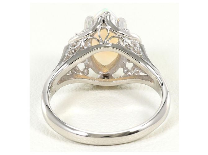 Autre Marque Platinring mit Opal und Diamant - Ansicht 5
